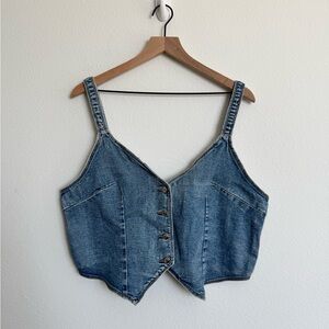 H&M Denim Button-Up Crop Top Size L